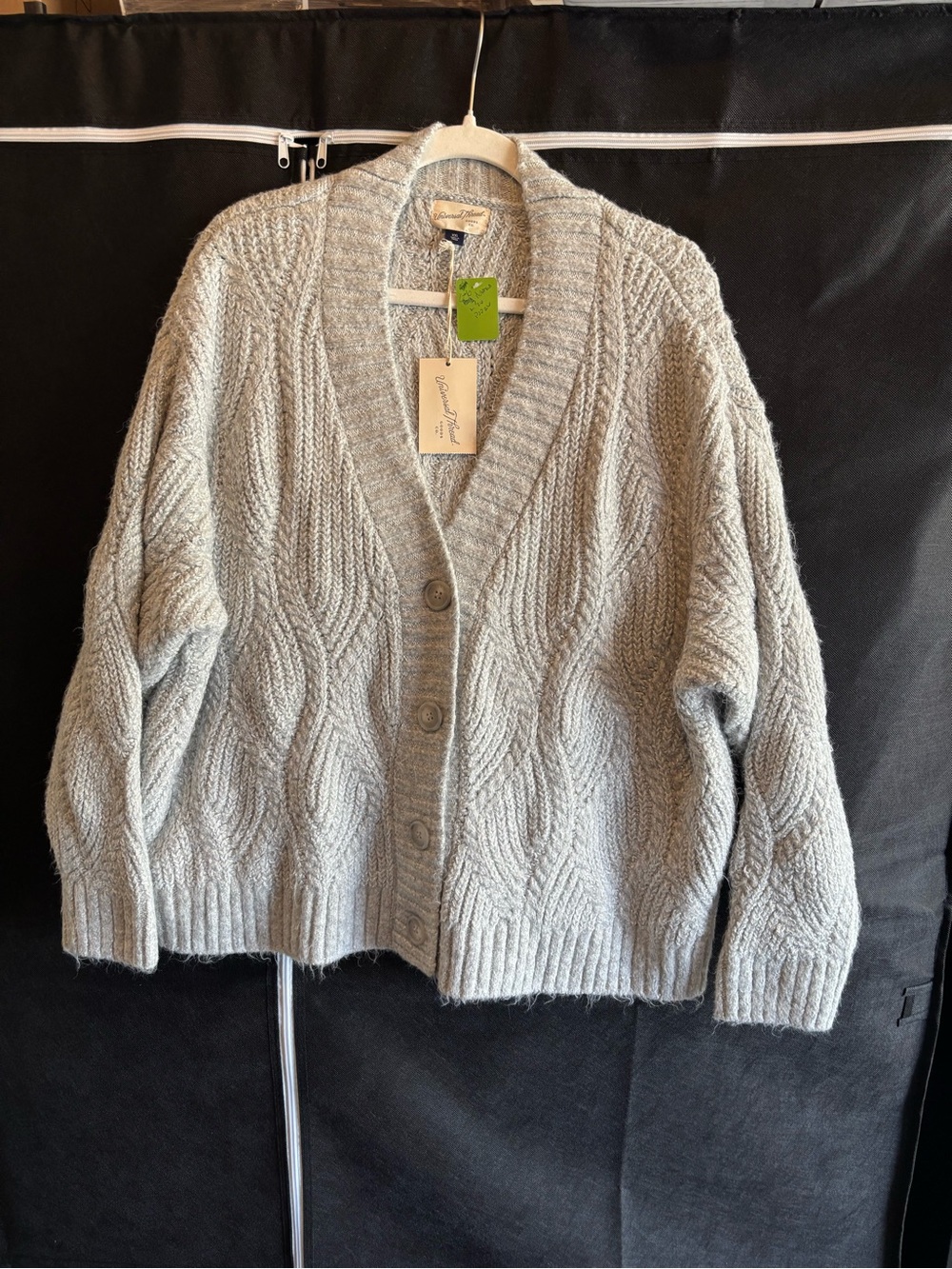 Universal Thread Gray Cable Knit Shawl Collar Cardigan